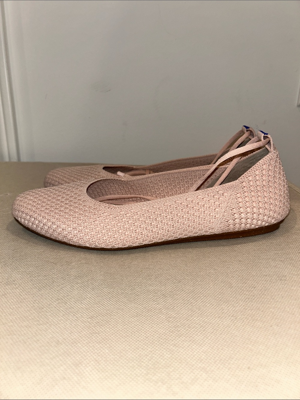 Rothy's The Square Wrap ballet flats in a light pink knit fabric, Size 7.5 - Picture 3 of 10